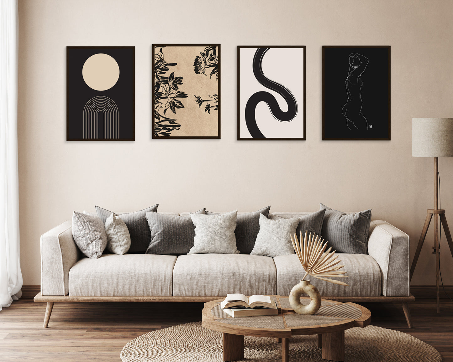 Black and Tan Set of Four